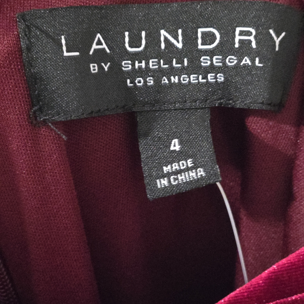 Laundry by Shelli Segal Velvet Cowl Neck MIDI Dress in Wine - Picture 2 of 7